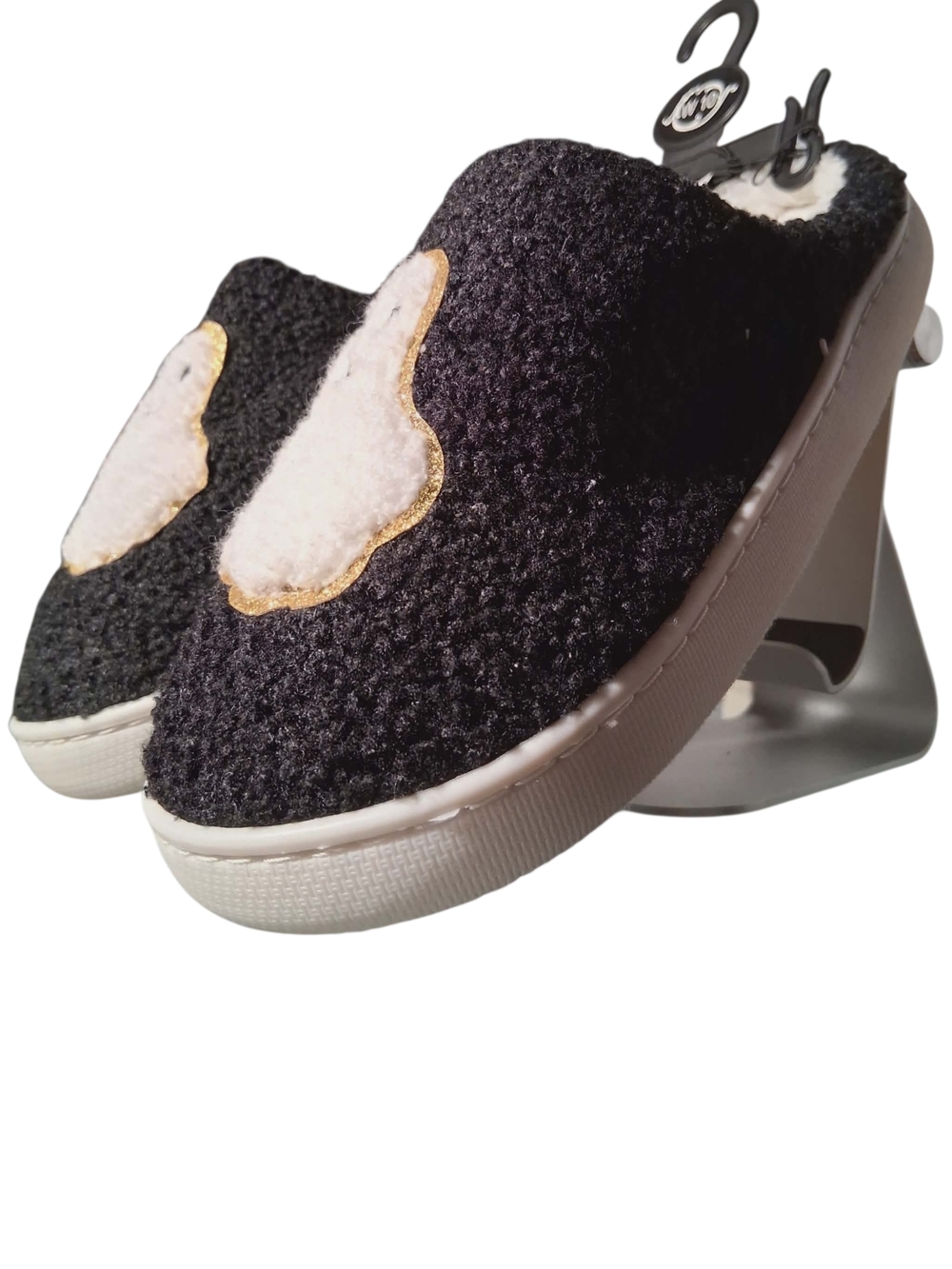 Black Fuzzy Ghost Slip-On Slippers - Picture 4 of 6